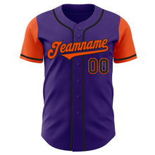 Load image into Gallery viewer, Custom Purple Orange-Black Authentic Two Tone Baseball Jersey
