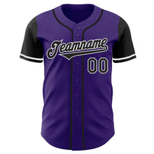 Load image into Gallery viewer, Custom Purple Black-White Authentic Two Tone Baseball Jersey
