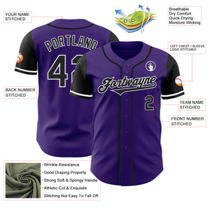 Custom Purple Black-White Authentic Two Tone Baseball Jersey