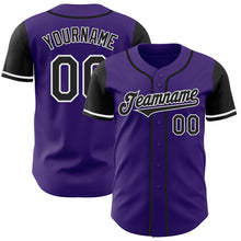 Load image into Gallery viewer, Custom Purple Black-White Authentic Two Tone Baseball Jersey
