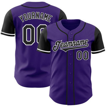 Custom Purple Black-White Authentic Two Tone Baseball Jersey