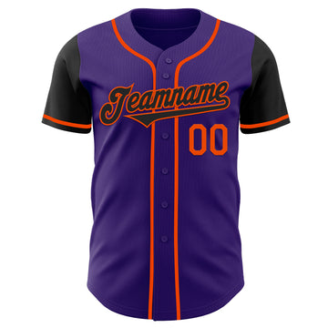 Custom Purple Black-Orange Authentic Two Tone Baseball Jersey