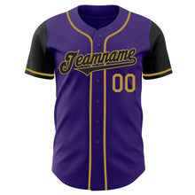 Laden Sie das Bild in den Galerie-Viewer, Custom Purple Black-Old Gold Authentic Two Tone Baseball Jersey
