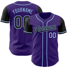 Load image into Gallery viewer, Custom Purple Black-Light Blue Authentic Two Tone Baseball Jersey
