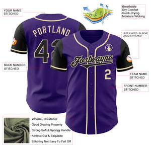 Custom Purple Black-Cream Authentic Two Tone Baseball Jersey