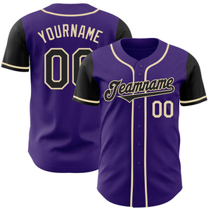 Custom Purple Black-Cream Authentic Two Tone Baseball Jersey