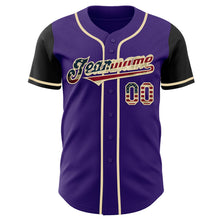 Загрузить изображение в средство просмотра галереи, Custom Purple Vintage USA Flag Black-Cream Authentic Two Tone Baseball Jersey
