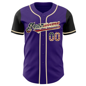 Custom Purple Vintage USA Flag Black-Cream Authentic Two Tone Baseball Jersey