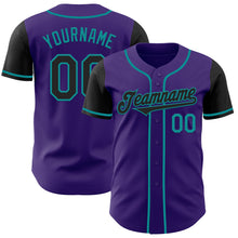 Load image into Gallery viewer, Custom Purple Black-Teal Authentic Two Tone Baseball Jersey
