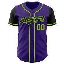 Load image into Gallery viewer, Custom Purple Black-Neon Green Authentic Two Tone Baseball Jersey
