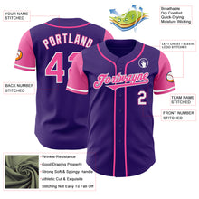 Laden Sie das Bild in den Galerie-Viewer, Custom Purple Pink-White Authentic Two Tone Baseball Jersey
