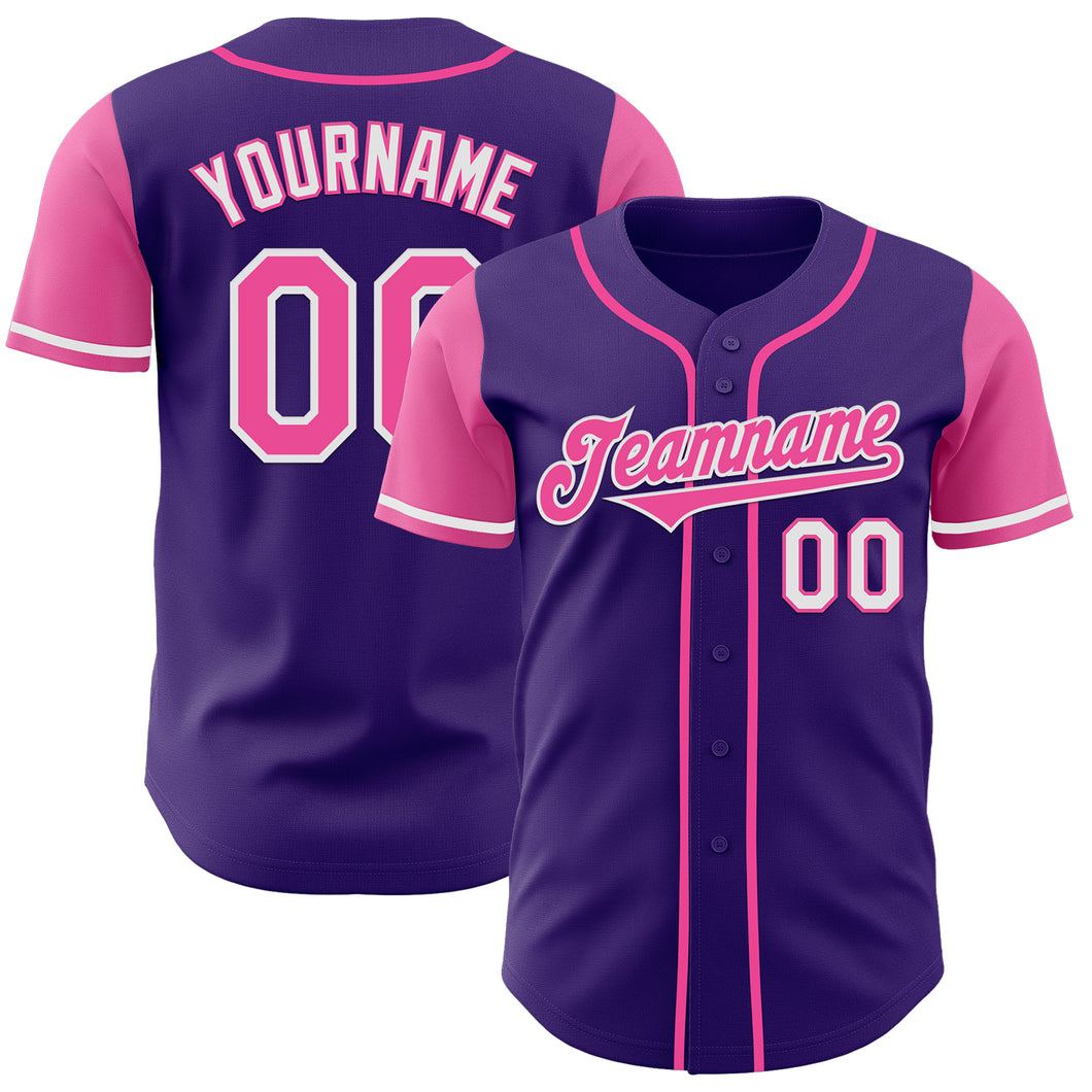 Custom Purple Pink-White Authentic Two Tone Baseball Jersey