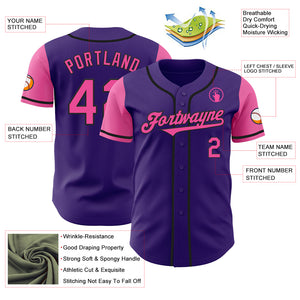 Custom Purple Pink-Black Authentic Two Tone Baseball Jersey