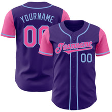 Загрузить изображение в средство просмотра галереи, Custom Purple Pink-Light Blue Authentic Two Tone Baseball Jersey
