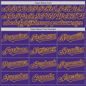 Custom Purple Gold Authentic Two Tone Baseball Jersey