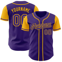 Load image into Gallery viewer, Custom Purple Gold Authentic Two Tone Baseball Jersey
