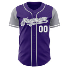 Laden Sie das Bild in den Galerie-Viewer, Custom Purple Gray-White Authentic Two Tone Baseball Jersey
