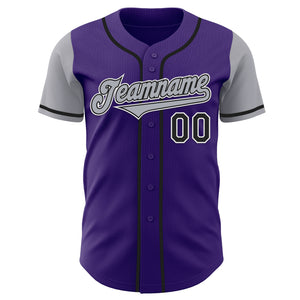 Custom Purple Gray-Black Authentic Two Tone Baseball Jersey