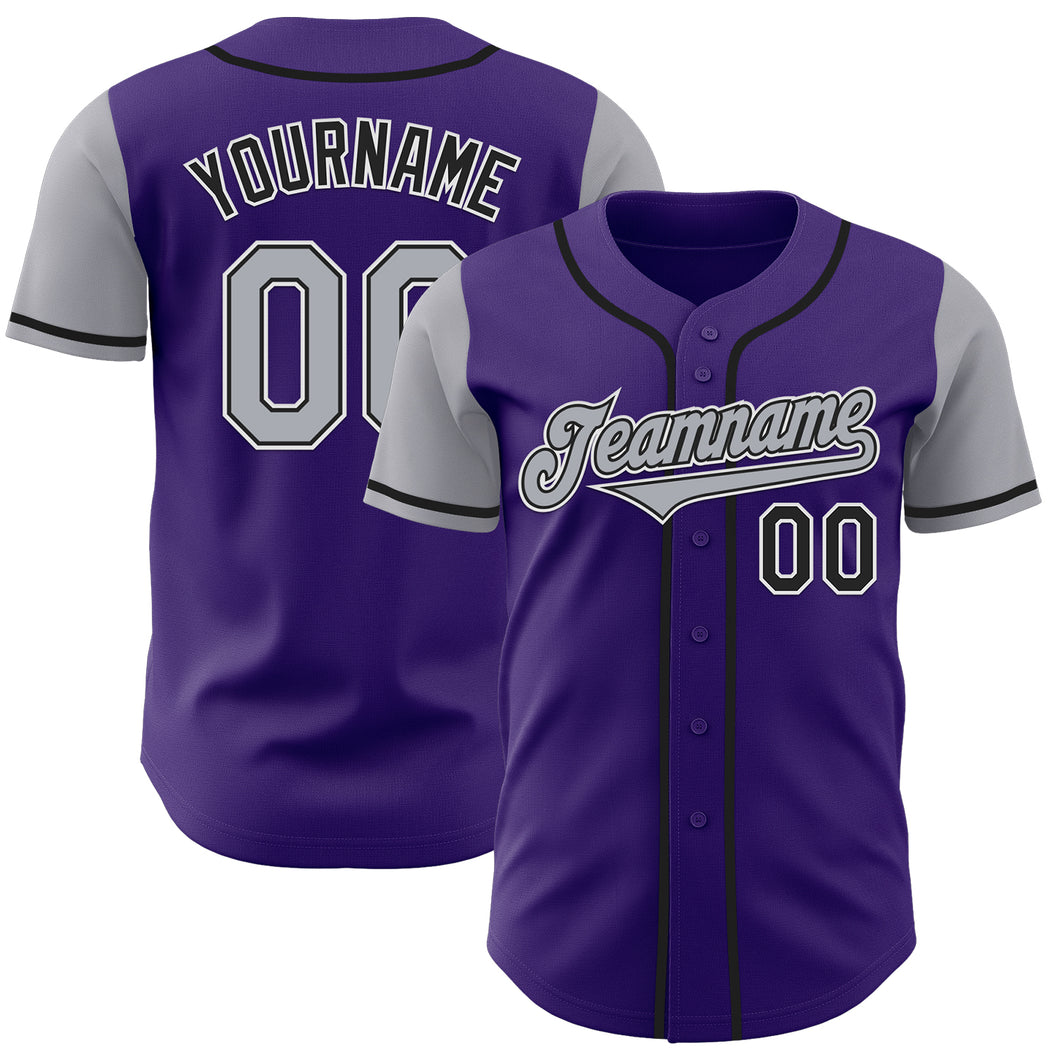 Custom Purple Gray-Black Authentic Two Tone Baseball Jersey