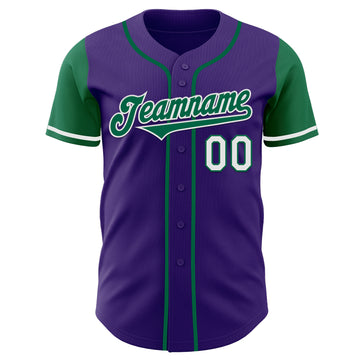 Custom Purple Kelly Green-White Authentic Two Tone Baseball Jersey