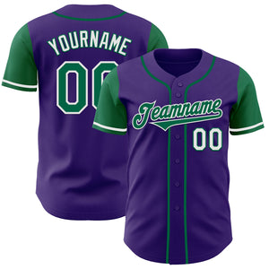 Custom Purple Kelly Green-White Authentic Two Tone Baseball Jersey