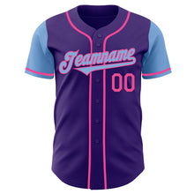 Load image into Gallery viewer, Custom Purple Light Blue-Pink Authentic Two Tone Baseball Jersey
