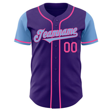 Custom Purple Light Blue-Pink Authentic Two Tone Baseball Jersey