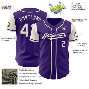 Custom Purple Cream Authentic Two Tone Baseball Jersey