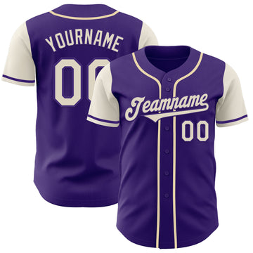 Custom Purple Cream Authentic Two Tone Baseball Jersey