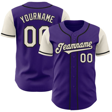 Custom Purple Cream-Black Authentic Two Tone Baseball Jersey