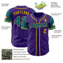 Загрузить изображение в средство просмотра галереи, Custom Purple Teal-Yellow Authentic Two Tone Baseball Jersey
