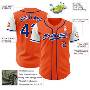 Custom Orange Royal-White Authentic Two Tone Baseball Jersey