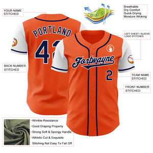 Custom Orange Navy-White Authentic Two Tone Baseball Jersey