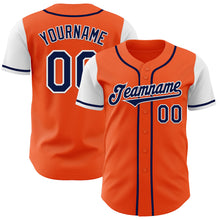 Load image into Gallery viewer, Custom Orange Navy-White Authentic Two Tone Baseball Jersey
