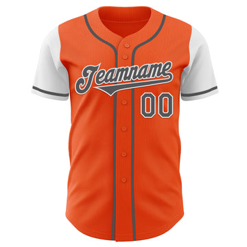 Custom Orange Steel Gray-White Authentic Two Tone Baseball Jersey