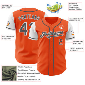 Custom Orange Steel Gray-White Authentic Two Tone Baseball Jersey