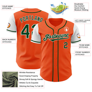 Custom Orange Green-White Authentic Two Tone Baseball Jersey