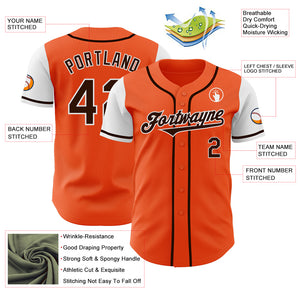 Custom Orange Brown-White Authentic Two Tone Baseball Jersey