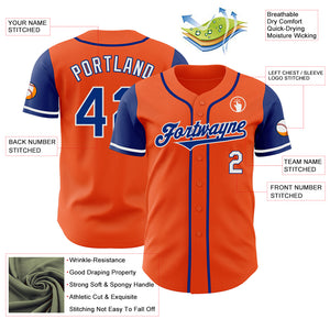 Custom Orange Royal-White Authentic Two Tone Baseball Jersey