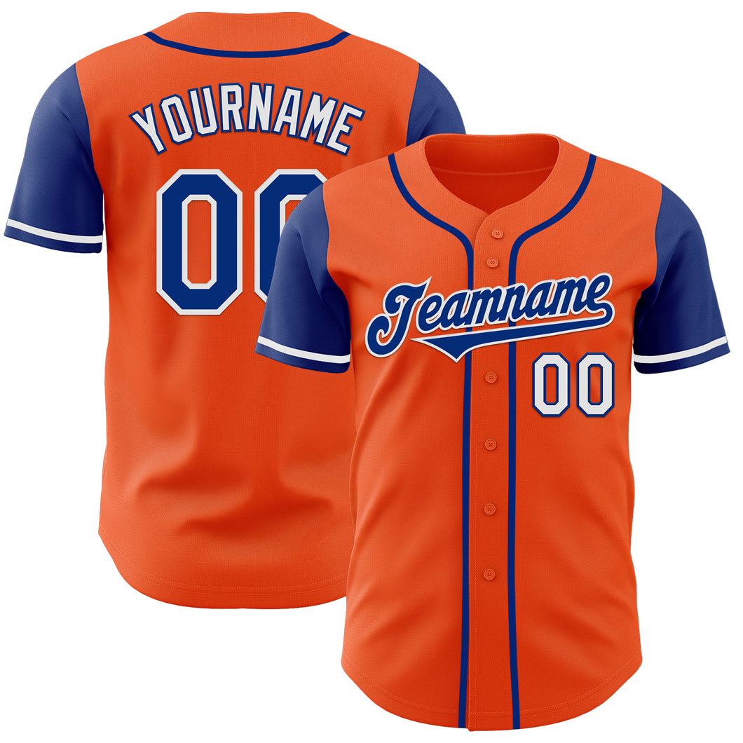 Custom Orange Royal-White Authentic Two Tone Baseball Jersey