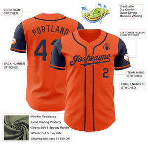 Custom Orange Navy Authentic Two Tone Baseball Jersey