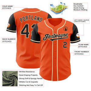 Custom Orange Black-Cream Authentic Two Tone Baseball Jersey