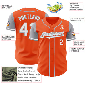 Custom Orange White-Gray Authentic Two Tone Baseball Jersey