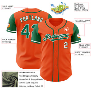 Custom Orange Kelly Green-White Authentic Two Tone Baseball Jersey