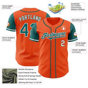 Custom Orange Teal-White Authentic Two Tone Baseball Jersey