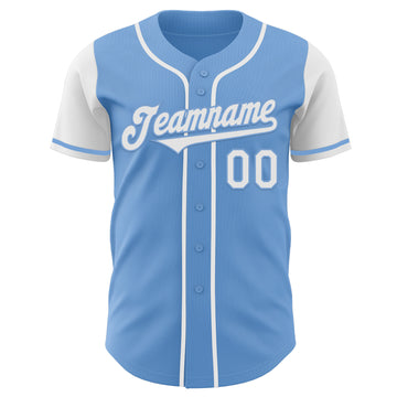 Custom Light Blue White Authentic Two Tone Baseball Jersey