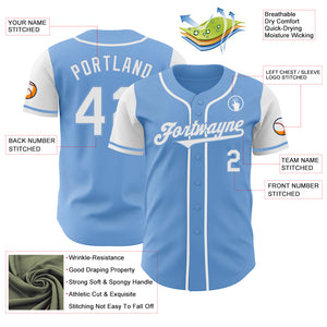 Custom Light Blue White Authentic Two Tone Baseball Jersey