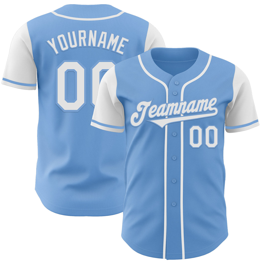 Custom Light Blue White Authentic Two Tone Baseball Jersey