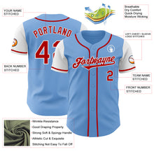 Load image into Gallery viewer, Custom Light Blue Red-White Authentic Two Tone Baseball Jersey
