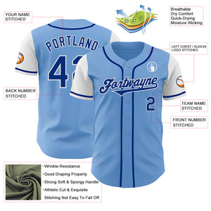 Custom Light Blue Royal-White Authentic Two Tone Baseball Jersey